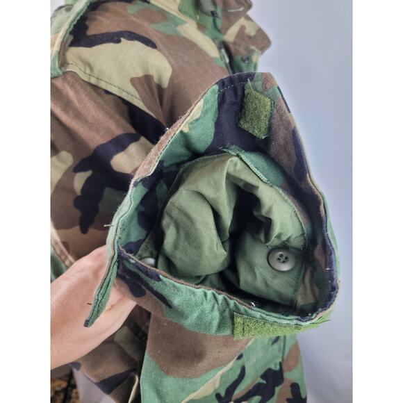 Camo Unisex Army Military Field Hooded Jacket Woodland Cold Weather Sz Med - Picture 9 of 11